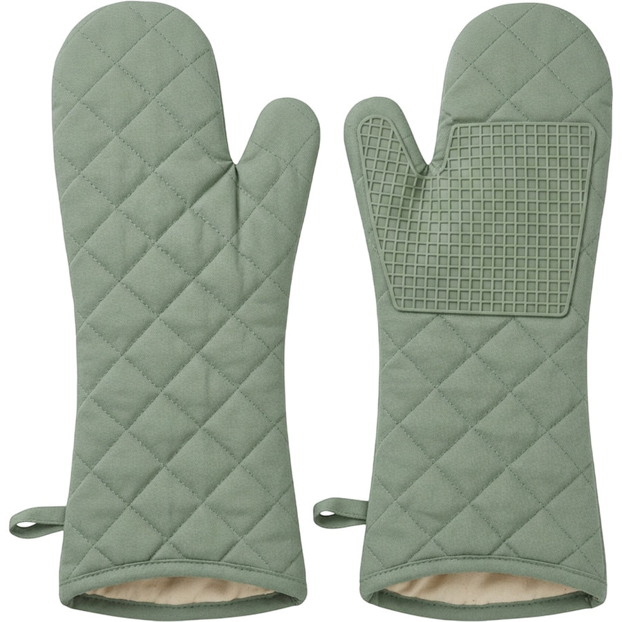 Nevas Long-Cuff Quilted Oven Mitt Pair 36 cm Sage
